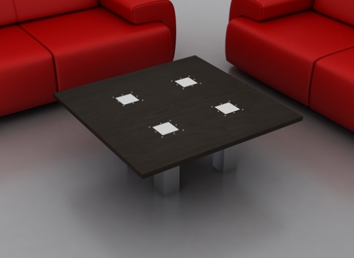York  designer coffee table wood metal top