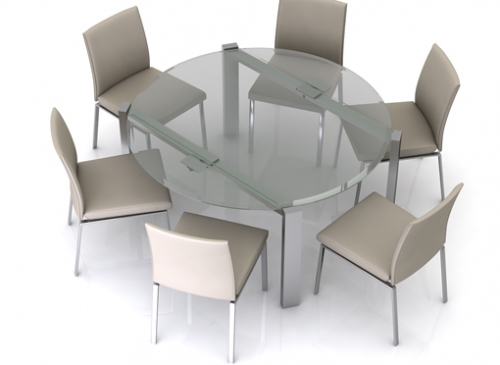 Eclipse contemporary glass extending dining table